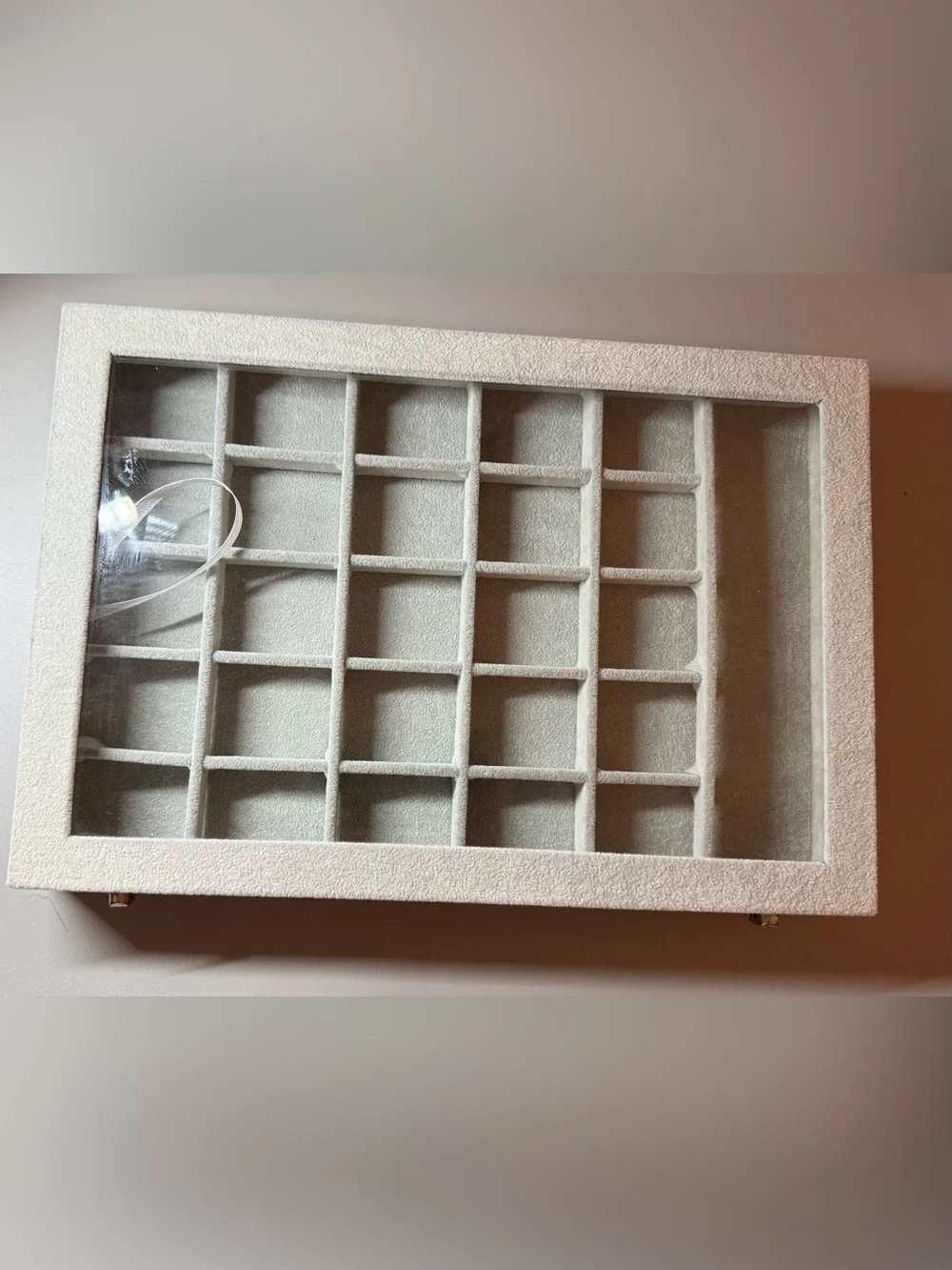 Plush Jewelry Storage Tray Organizer in Light Gray